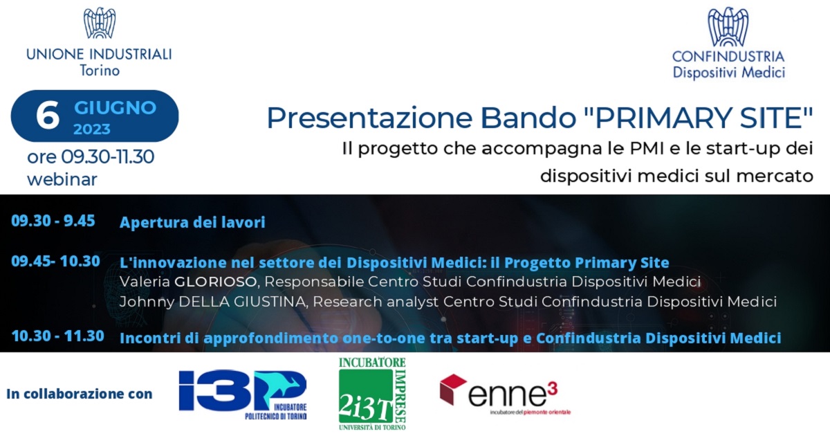 Primary Site: webinar di presentazione del bando di Confindustria Dispositivi Medici