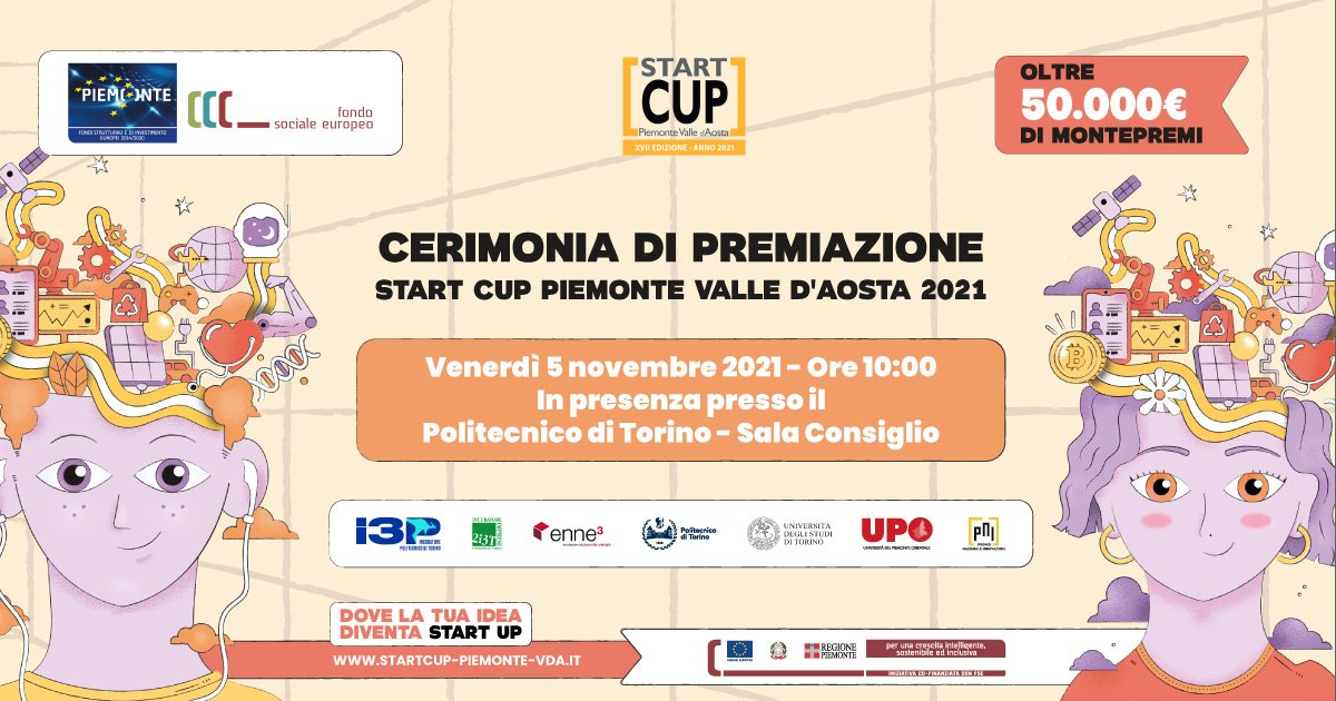 Cerimonia di premiazione Start Cup Piemonte Valle d'Aosta 2021