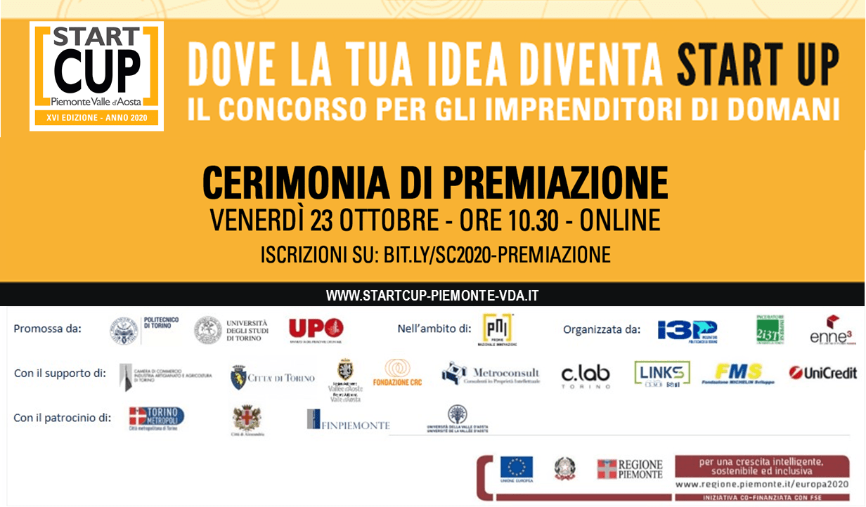 Premiazione Start Cup Piemonte Valle d'Aosta 2020